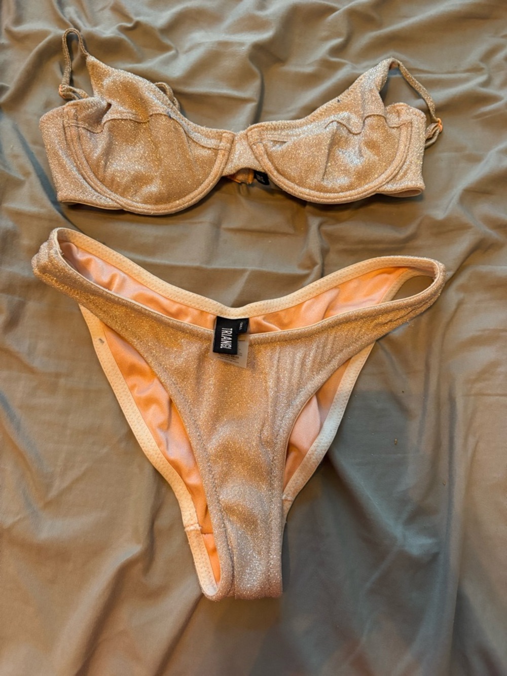 triangl swimwear Shimmery Champagne Gold Underwire Bikini Set